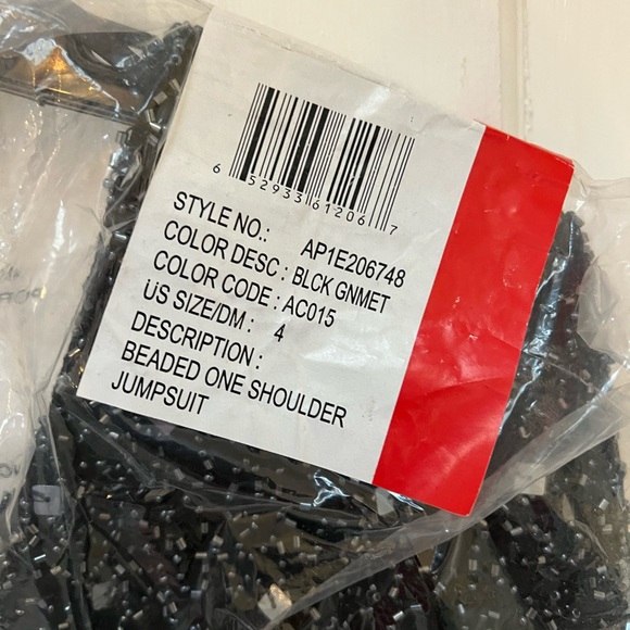 Adrianna Papell Women's Beaded One Shoulder Jumpsuit - Picture 6 of 7